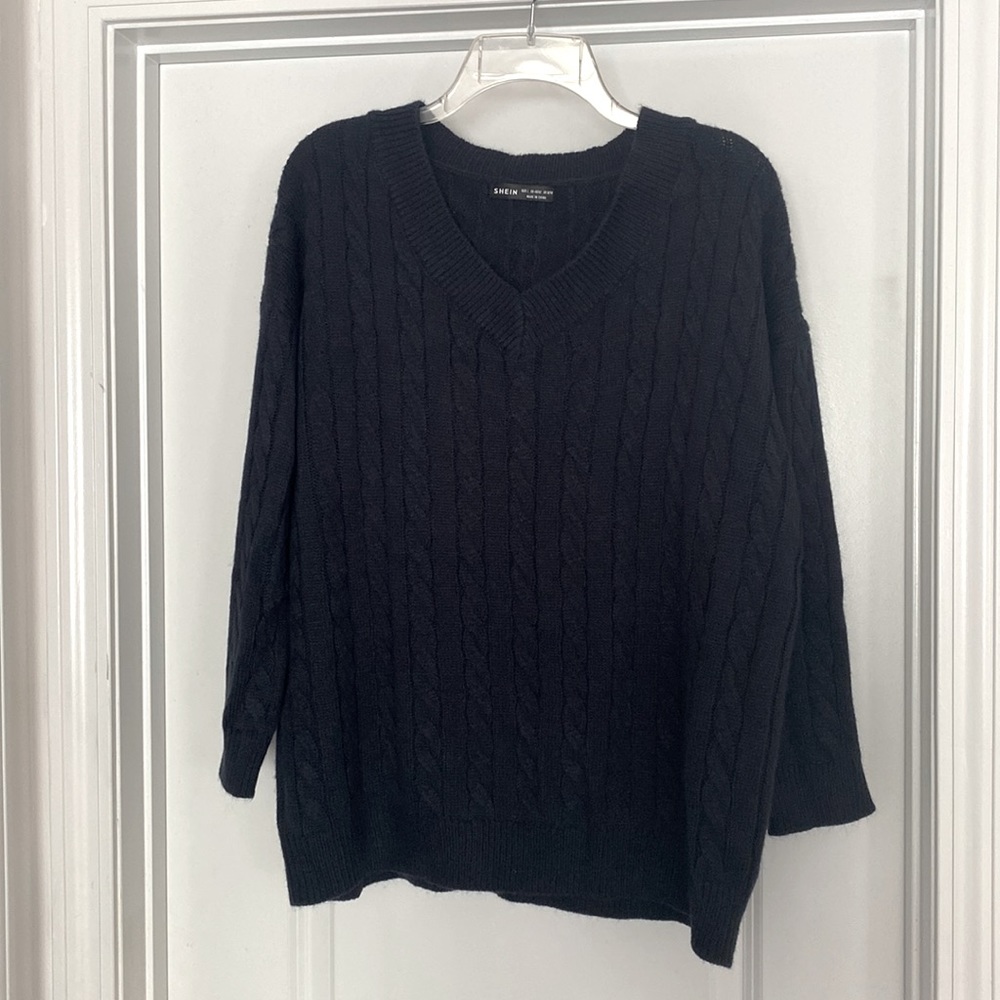 SHEIN Cable Knit V-Neck Sweater!